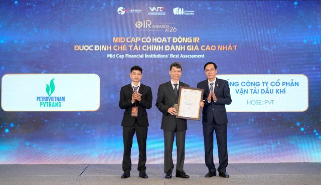 PVTrans vinh dự đạt danh hiệu “Doanh nghiệp Mid Cap có hoạt động IR được Định chế tài chính đánh giá cao nhất 2026”